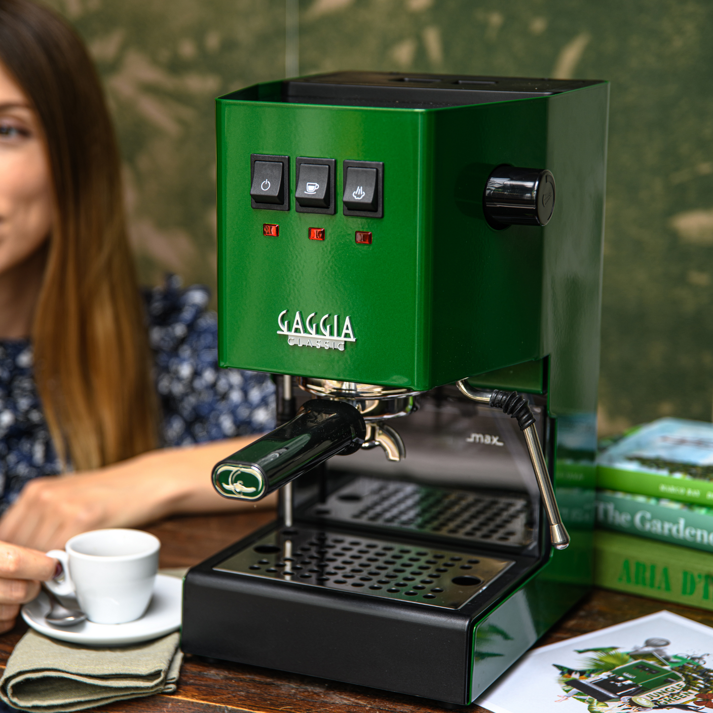 Gaggia Classic E24 | Brass Boiler & Brew Group | Premium SS Filter Holder & 58mm SS Portafilter | Made in Italy | 15-Bar Pump Espresso Machine | Jungle Green