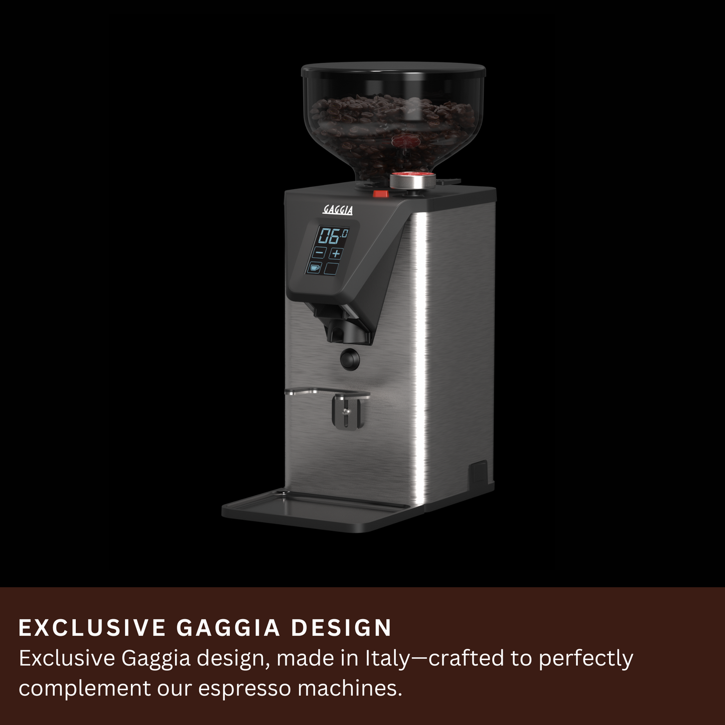 Gaggia Milano MDF 55 Coffee Grinder: Touchscreen & Rotating Knob Controls, Stepless Micrometric Adjustment, Flat Burr, 310W Motor, 250g Hopper – Made in Italy