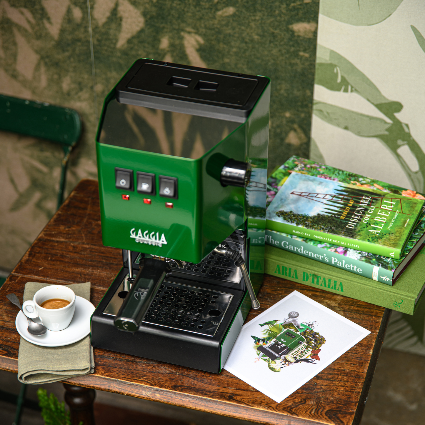 Gaggia Classic E24 | Brass Boiler & Brew Group | Premium SS Filter Holder & 58mm SS Portafilter | Made in Italy | 15-Bar Pump Espresso Machine | Jungle Green
