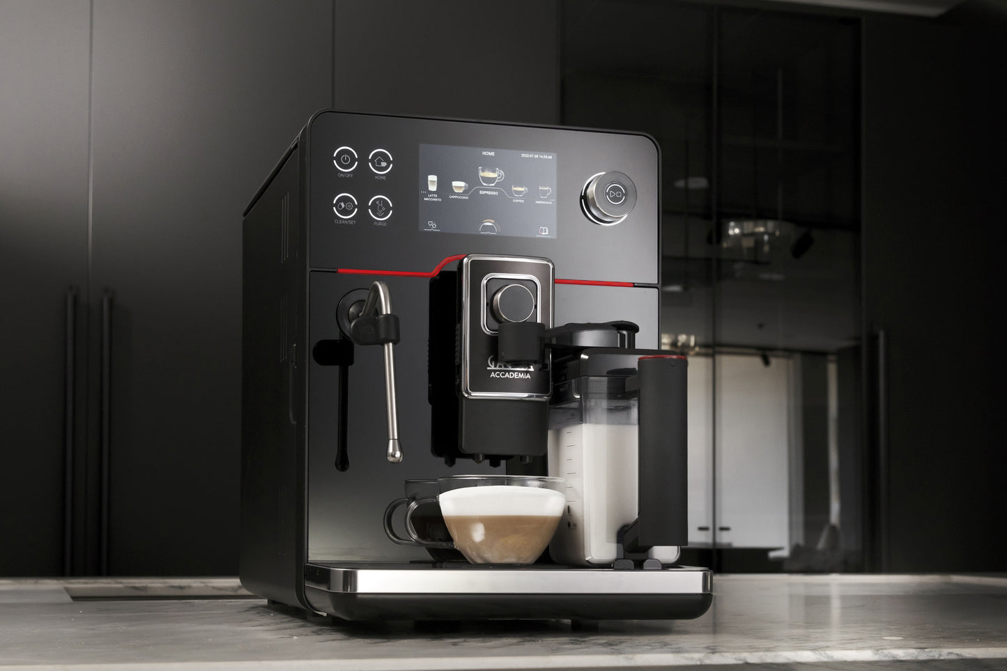 New Accademia | Bean To Cup Espresso And Coffee Machine | Luxury Black Glass Facade | Made in Italy