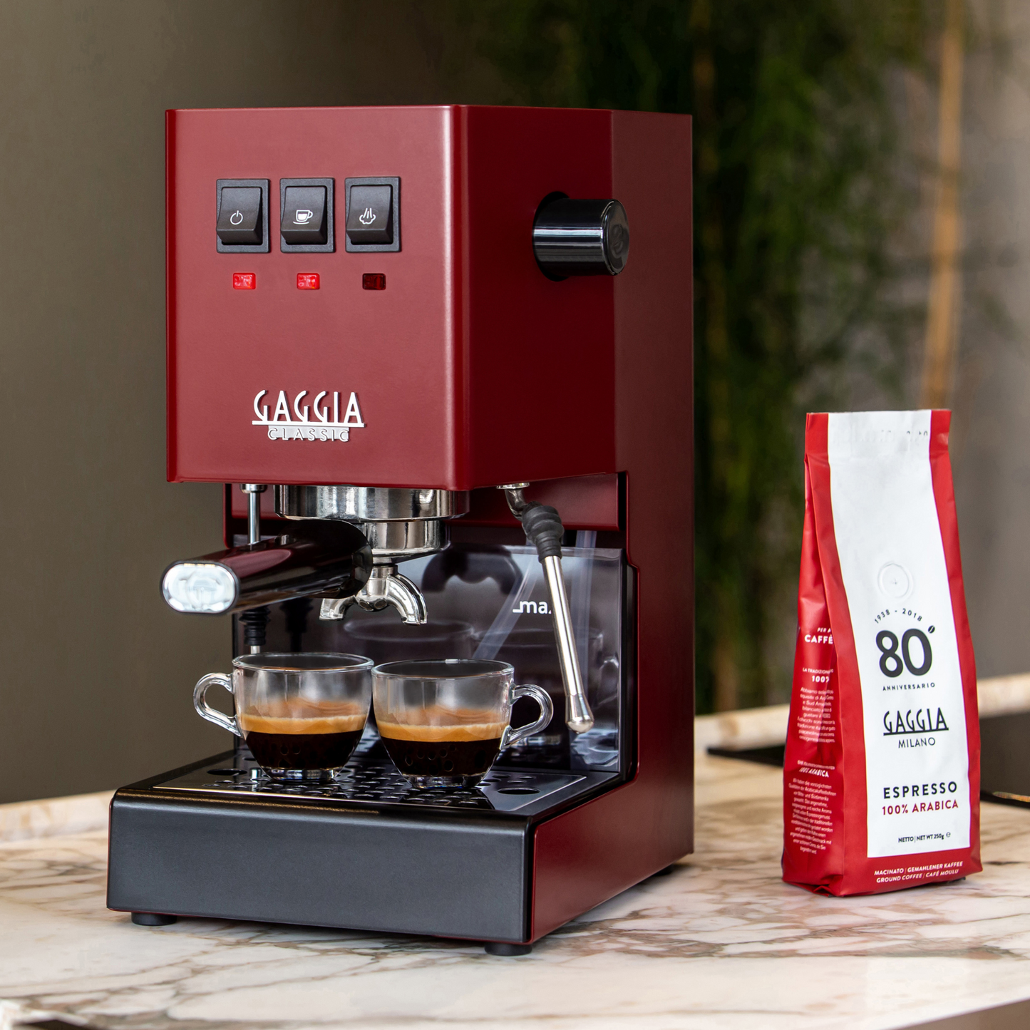 Gaggia Classic E24 | Brass Boiler & Brew Group | Premium SS Filter Holder & 58mm SS Portafilter | Made in Italy | 15-Bar Pump Espresso Machine | Cherry Red