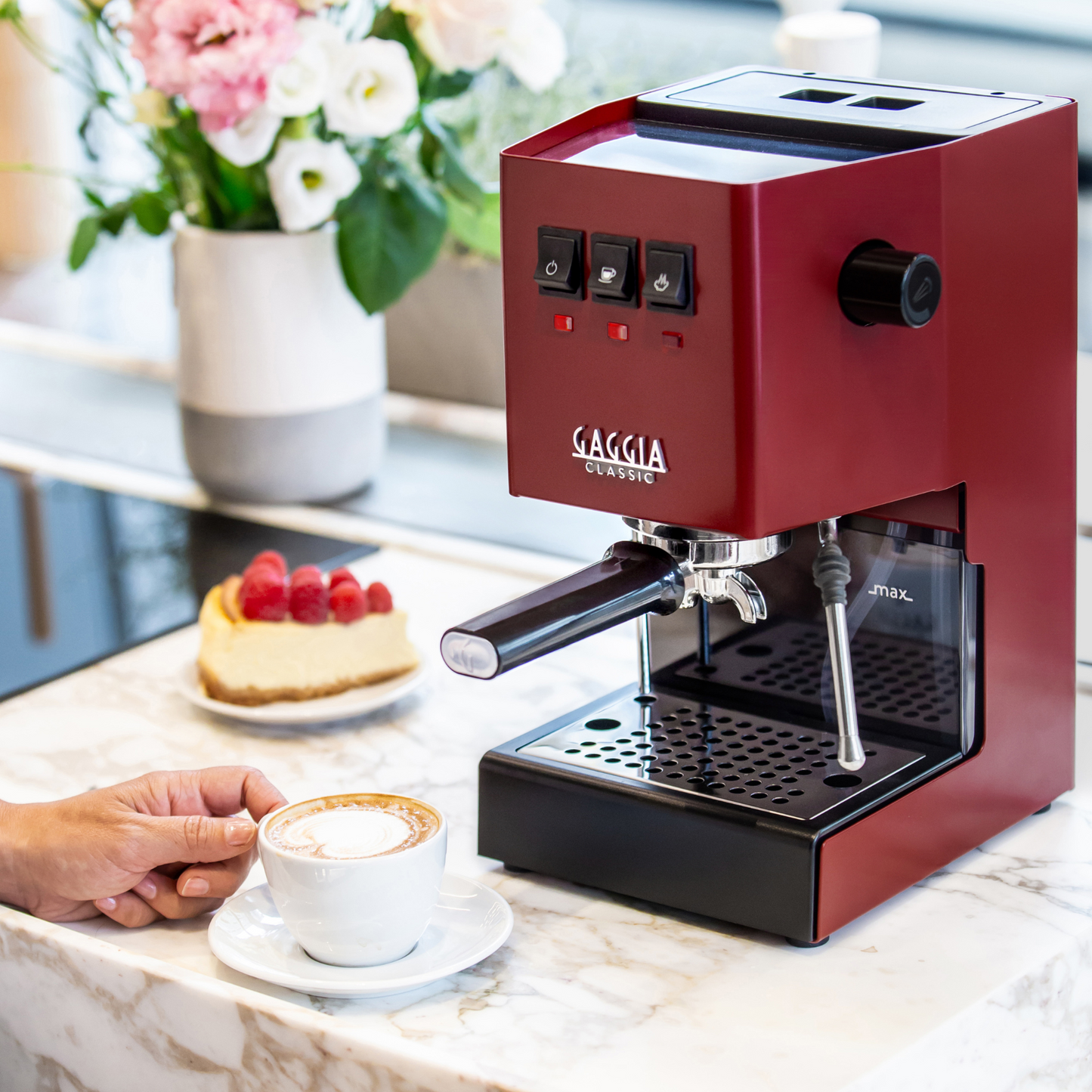 Gaggia Classic E24 | Brass Boiler & Brew Group | Premium SS Filter Holder & 58mm SS Portafilter | Made in Italy | 15-Bar Pump Espresso Machine | Cherry Red