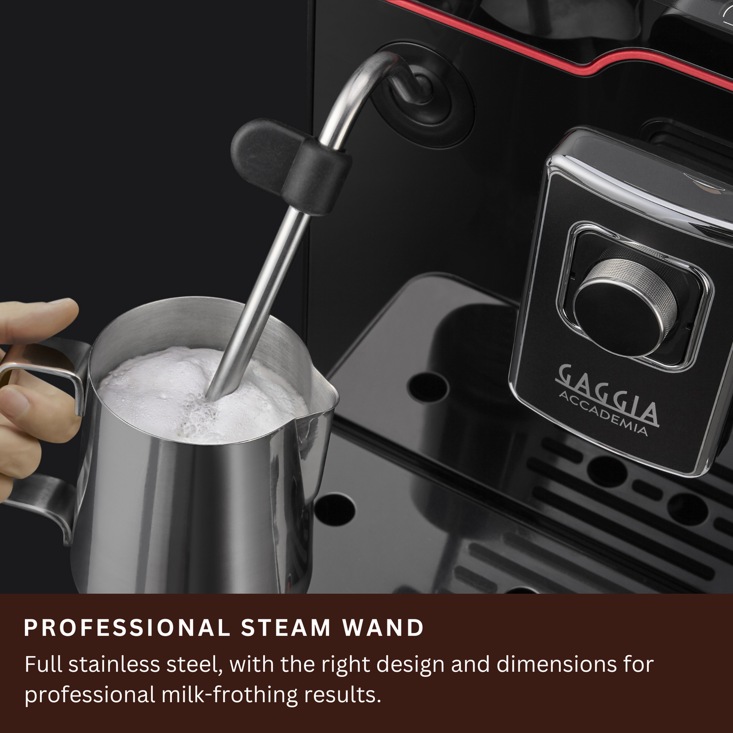 Gaggia New Accademia | 19 Drinks At Tap of Icon | 2 Milk Systems - Milk Carafe and Steam Wand | Control Water Flow Through Coffee | Luxury Black Glass Facade | Made in Italy