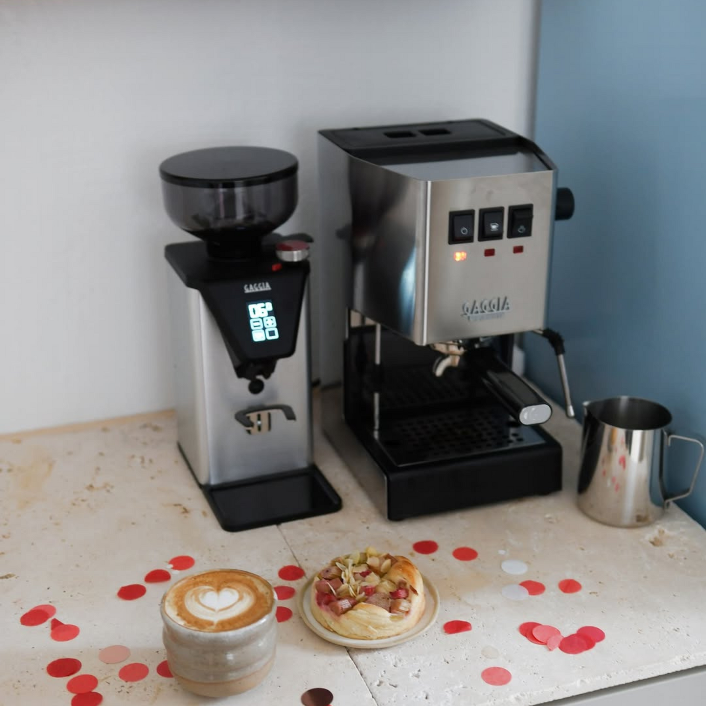 Gaggia Milano MDF 55 Coffee Grinder: Touchscreen & Rotating Knob Controls, Stepless Micrometric Adjustment, Flat Burr, 310W Motor, 250g Hopper – Made in Italy