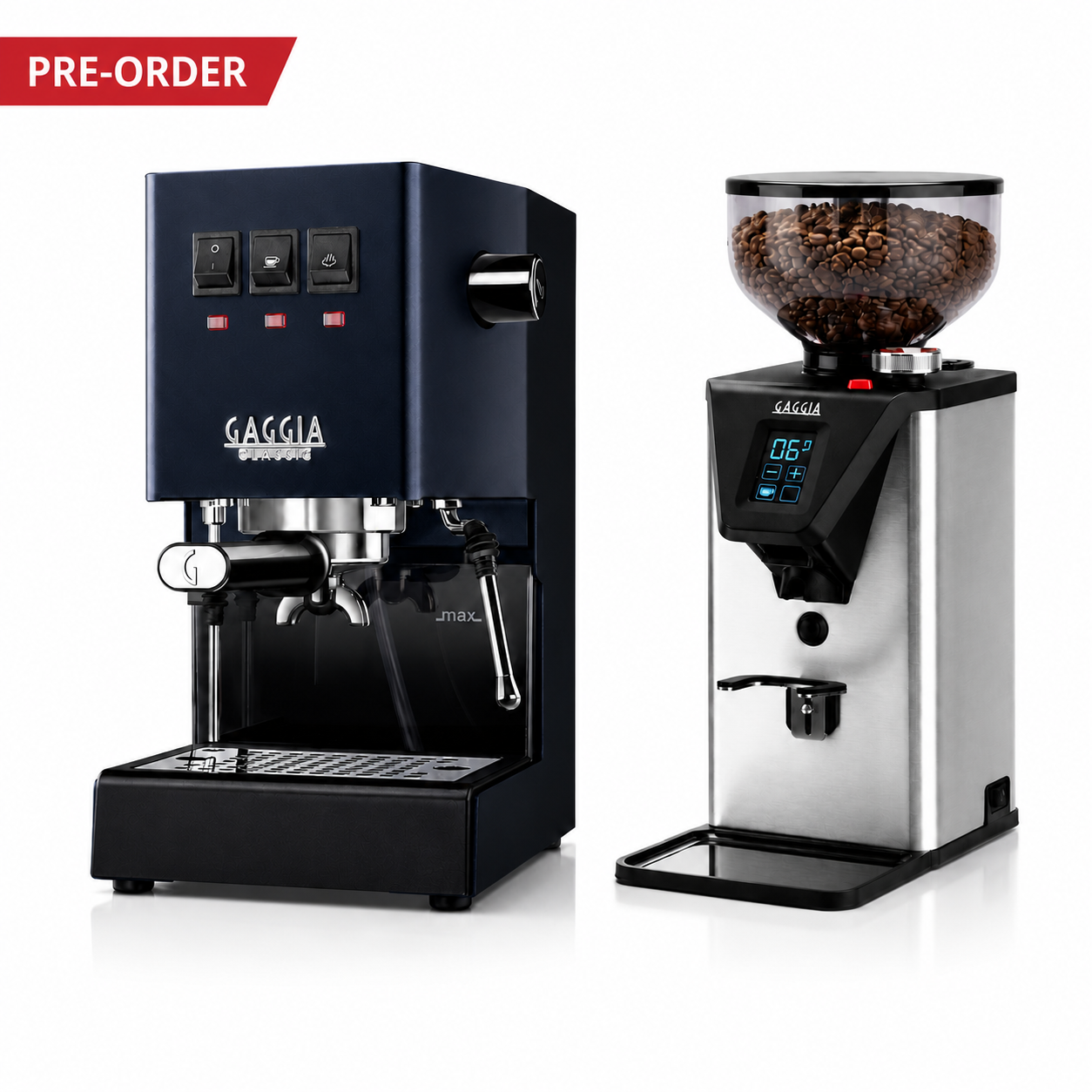 Gaggia Classic E24 Espresso Machine & MDF 55 Coffee Grinder Combo – Advanced Home Barista Coffee Set