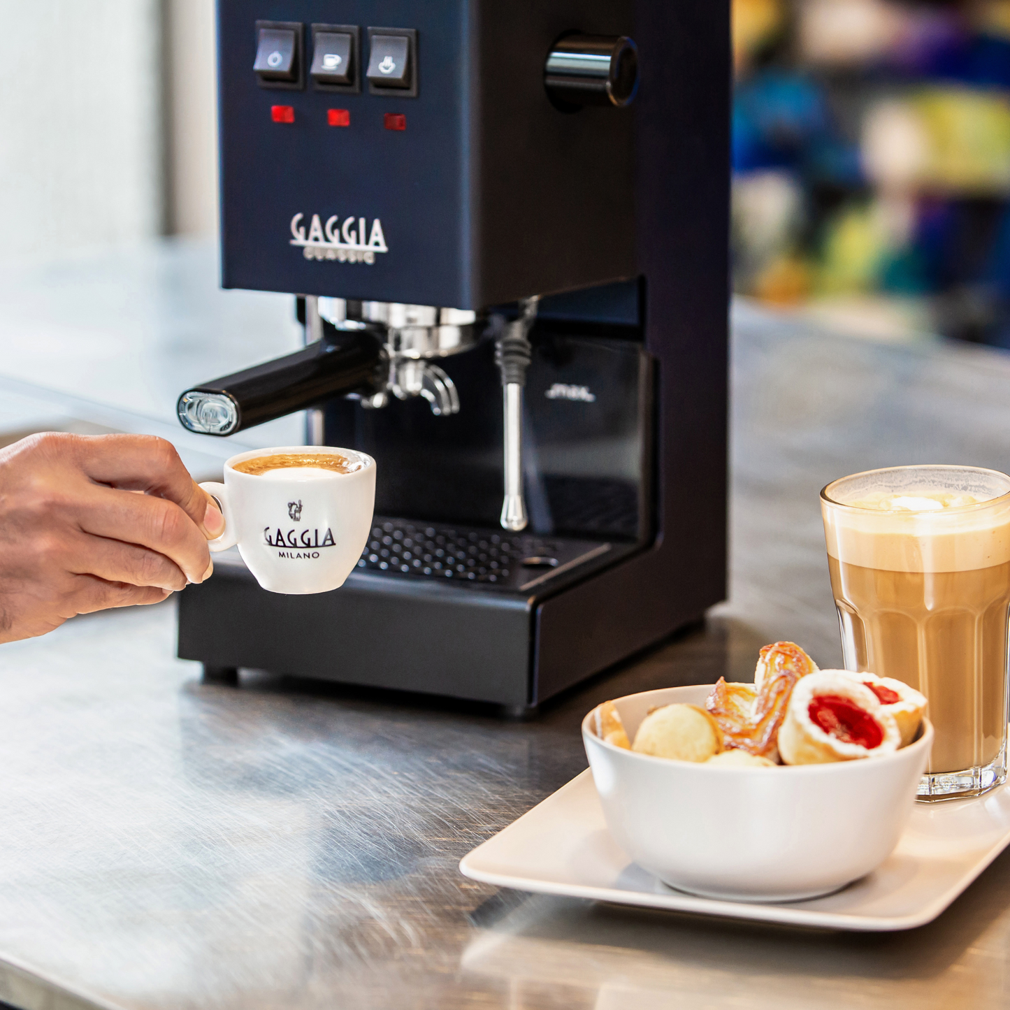 Gaggia Classic E24 | Brass Boiler & Brew Group | Premium SS Filter Holder & 58mm SS Portafilter | Made in Italy | 15-Bar Pump Espresso Machine | Classic Blue