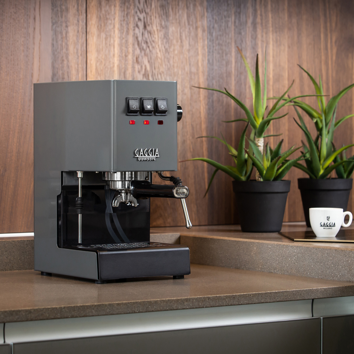 Gaggia Classic E24 | Brass Boiler & Brew Group | Premium SS Filter Holder & 58mm SS Portafilter | Made in Italy | 15-Bar Pump Espresso Machine | Industrial Grey