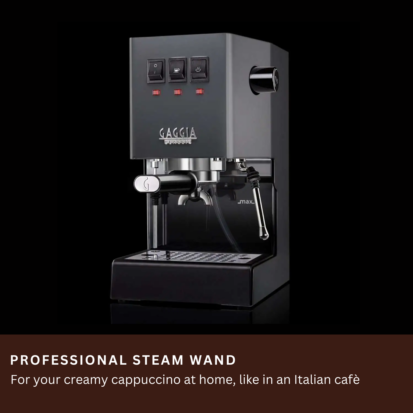 Gaggia Classic E24 | Brass Boiler & Brew Group | Premium SS Filter Holder & 58mm SS Portafilter | Made in Italy | 15-Bar Pump Espresso Machine | Industrial Grey
