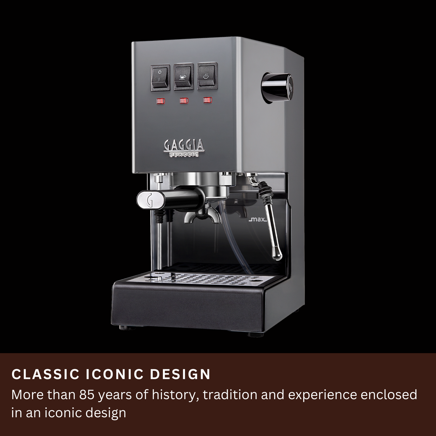 Gaggia Classic E24 | Brass Boiler & Brew Group | Premium SS Filter Holder & 58mm SS Portafilter | Made in Italy | 15-Bar Pump Espresso Machine | Industrial Grey