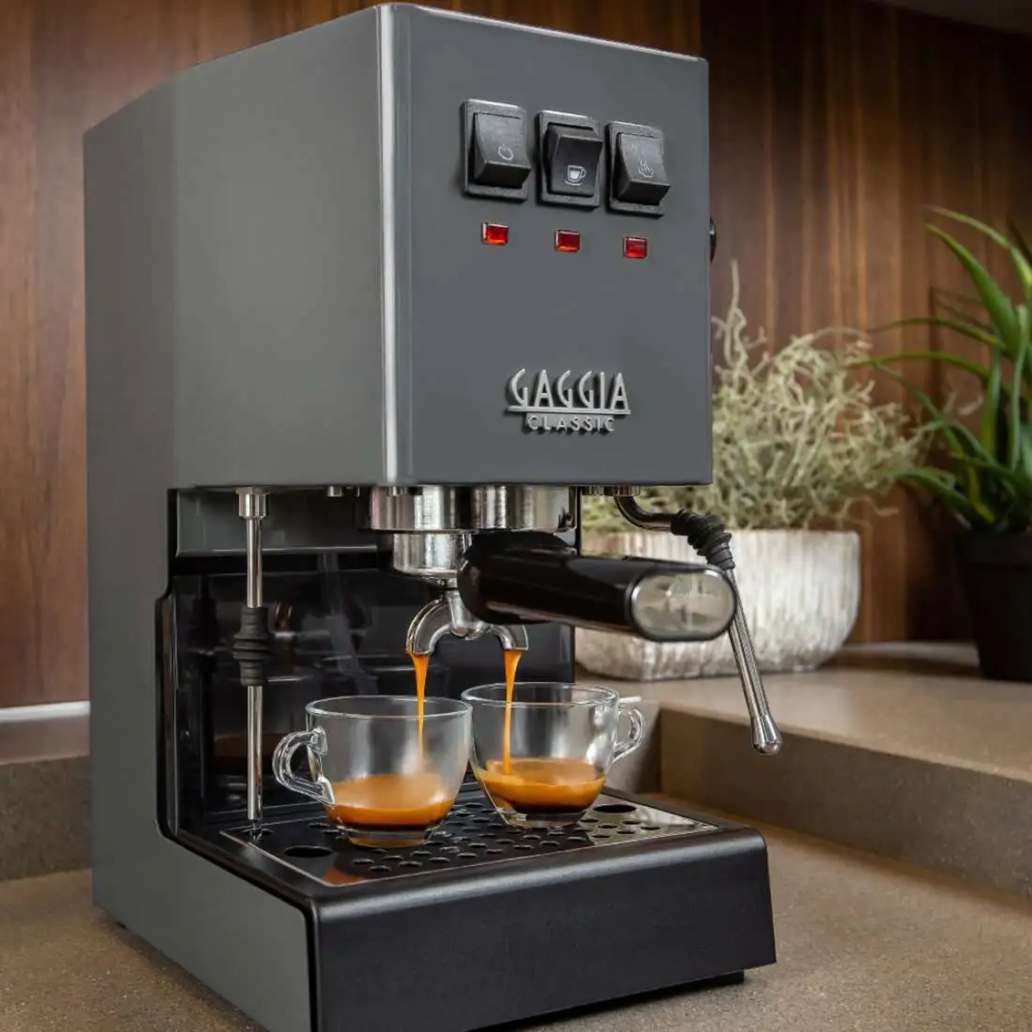 Gaggia Classic E24 | Brass Boiler & Brew Group | Premium SS Filter Holder & 58mm SS Portafilter | Made in Italy | 15-Bar Pump Espresso Machine | Industrial Grey