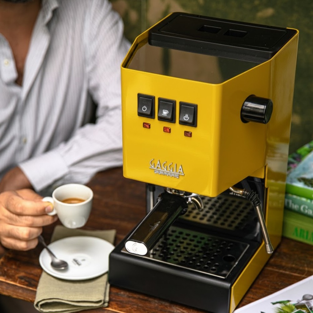 Gaggia Classic E24 | Brass Boiler & Brew Group | Premium SS Filter Holder & 58mm SS Portafilter | Made in Italy | 15-Bar Pump Espresso Machine | Sunshine Yellow