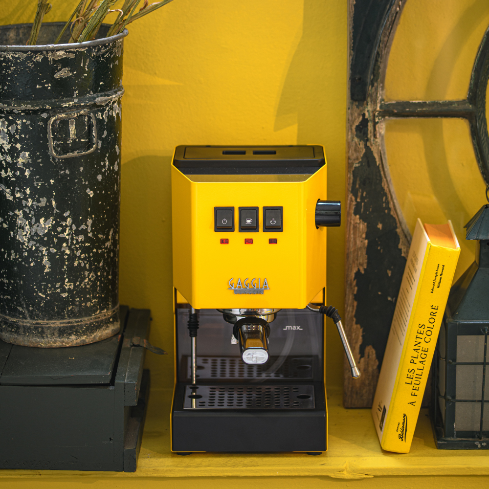 Gaggia Classic E24 | Brass Boiler & Brew Group | Premium SS Filter Holder & 58mm SS Portafilter | Made in Italy | 15-Bar Pump Espresso Machine | Sunshine Yellow