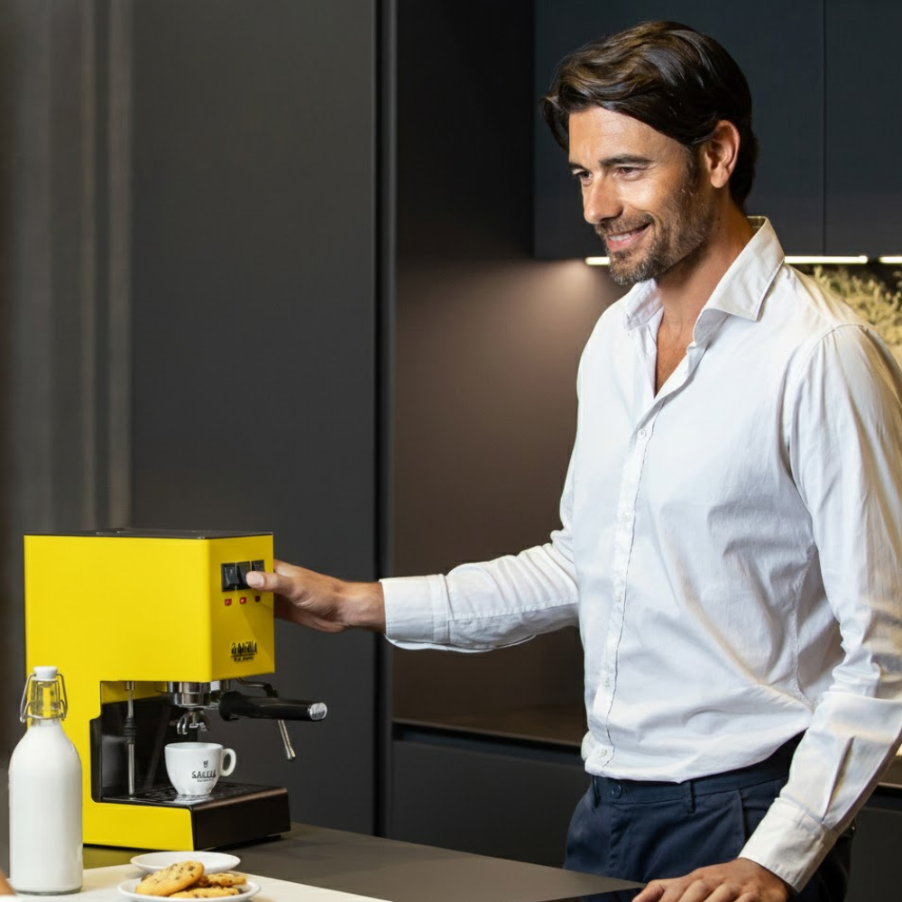 Gaggia Classic E24 | Brass Boiler & Brew Group | Premium SS Filter Holder & 58mm SS Portafilter | Made in Italy | 15-Bar Pump Espresso Machine | Sunshine Yellow