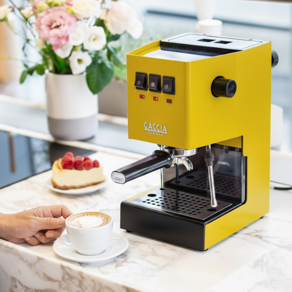 Gaggia Classic E24 | Brass Boiler & Brew Group | Premium SS Filter Holder & 58mm SS Portafilter | Made in Italy | 15-Bar Pump Espresso Machine | Sunshine Yellow
