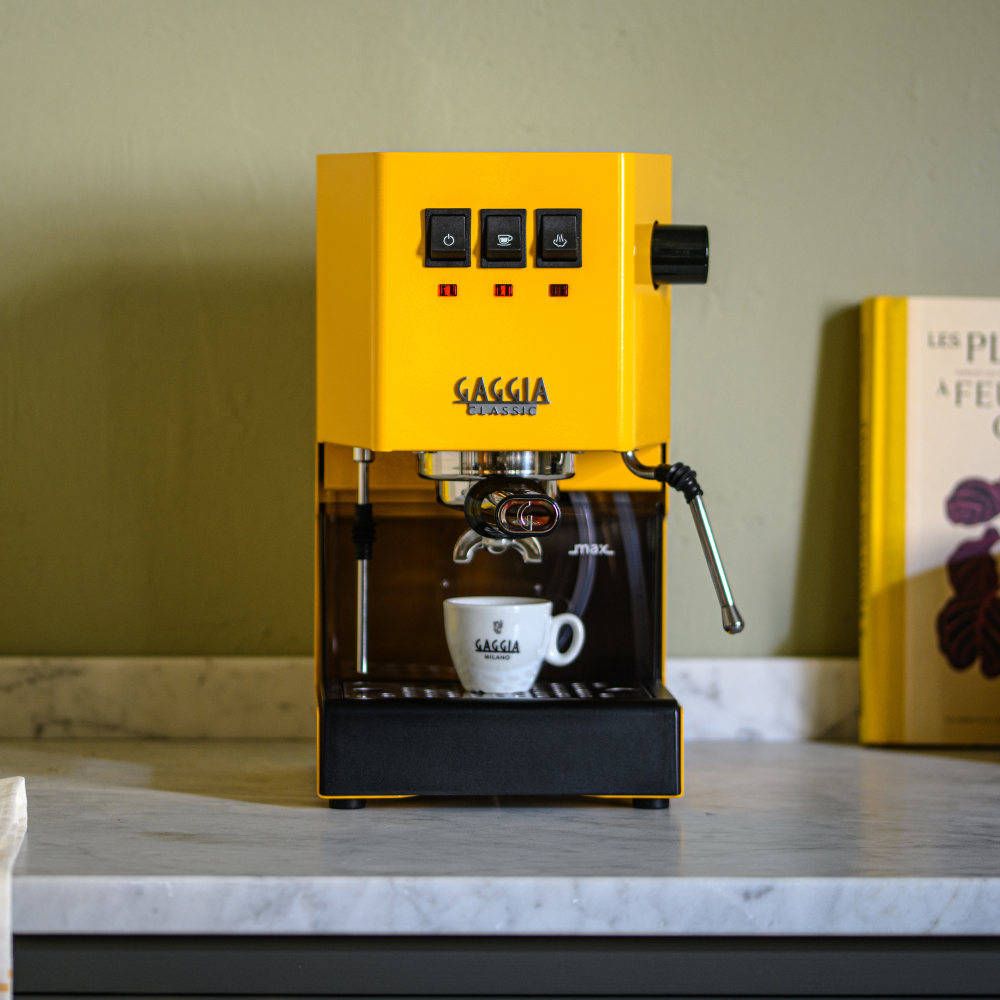 Gaggia Classic E24 | Brass Boiler & Brew Group | Premium SS Filter Holder & 58mm SS Portafilter | Made in Italy | 15-Bar Pump Espresso Machine | Sunshine Yellow