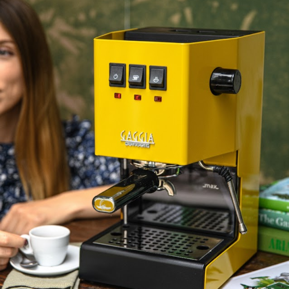Gaggia Classic E24 | Brass Boiler & Brew Group | Premium SS Filter Holder & 58mm SS Portafilter | Made in Italy | 15-Bar Pump Espresso Machine | Sunshine Yellow