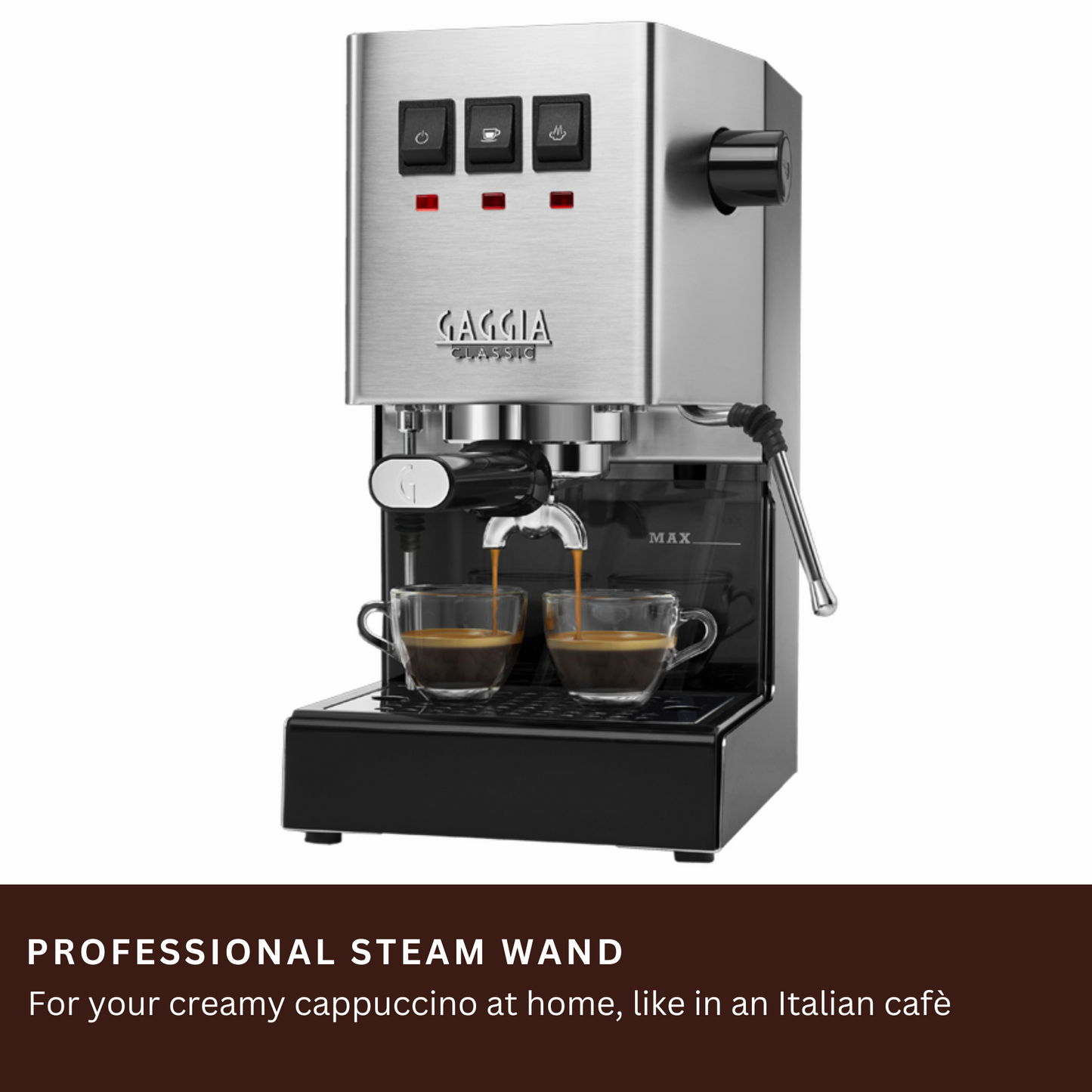 Gaggia Classic E24 | Brass Boiler & Brew Group | Premium SS Filter Holder & 58mm SS Portafilter | Made in Italy | 15-Bar Pump Espresso Machine | Brushed Stainless Steel