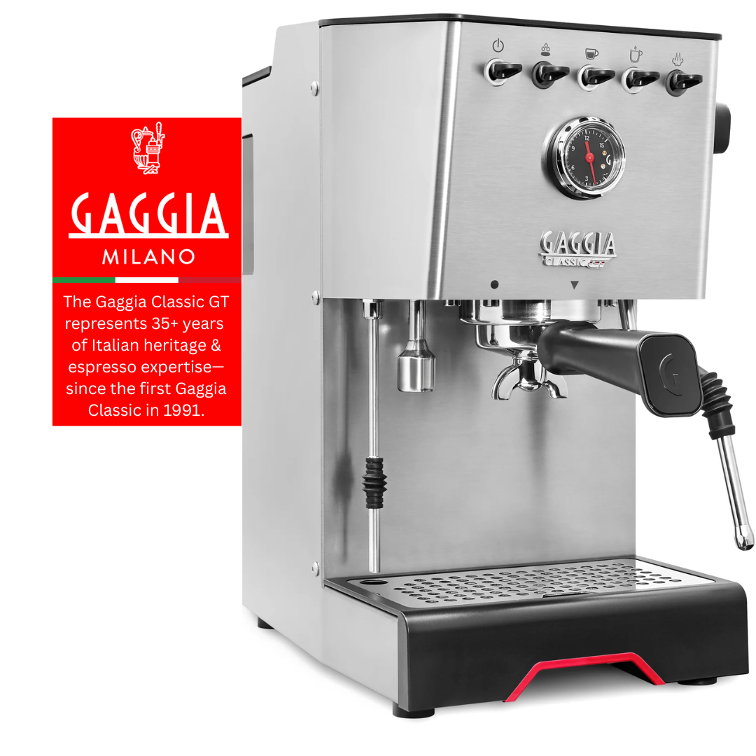 Gaggia Classic GT Dual-Boiler Espresso Machine | Dual-PIDs, Pre-Infusion & Intuitive Screen | Made in Italy | Colored TFT Display