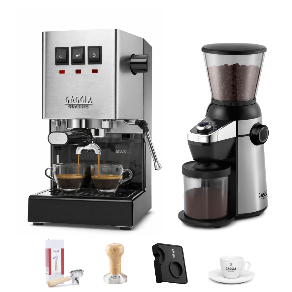 Gaggia Classic Pro E24 & MD15 Grinder Combo with Barista Accessories