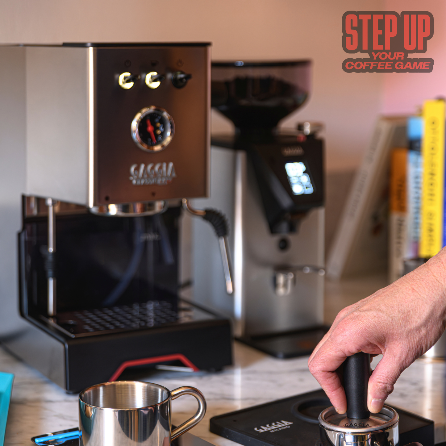 Gaggia Classic UP Espresso Machine – Italian 9-Bar Coffee Maker with Dual PID, Brass Boiler, Pressure Gauge, TFT Display, Steam Wand, 58mm Portafilter, 3-Year Warranty - Stainless Steel