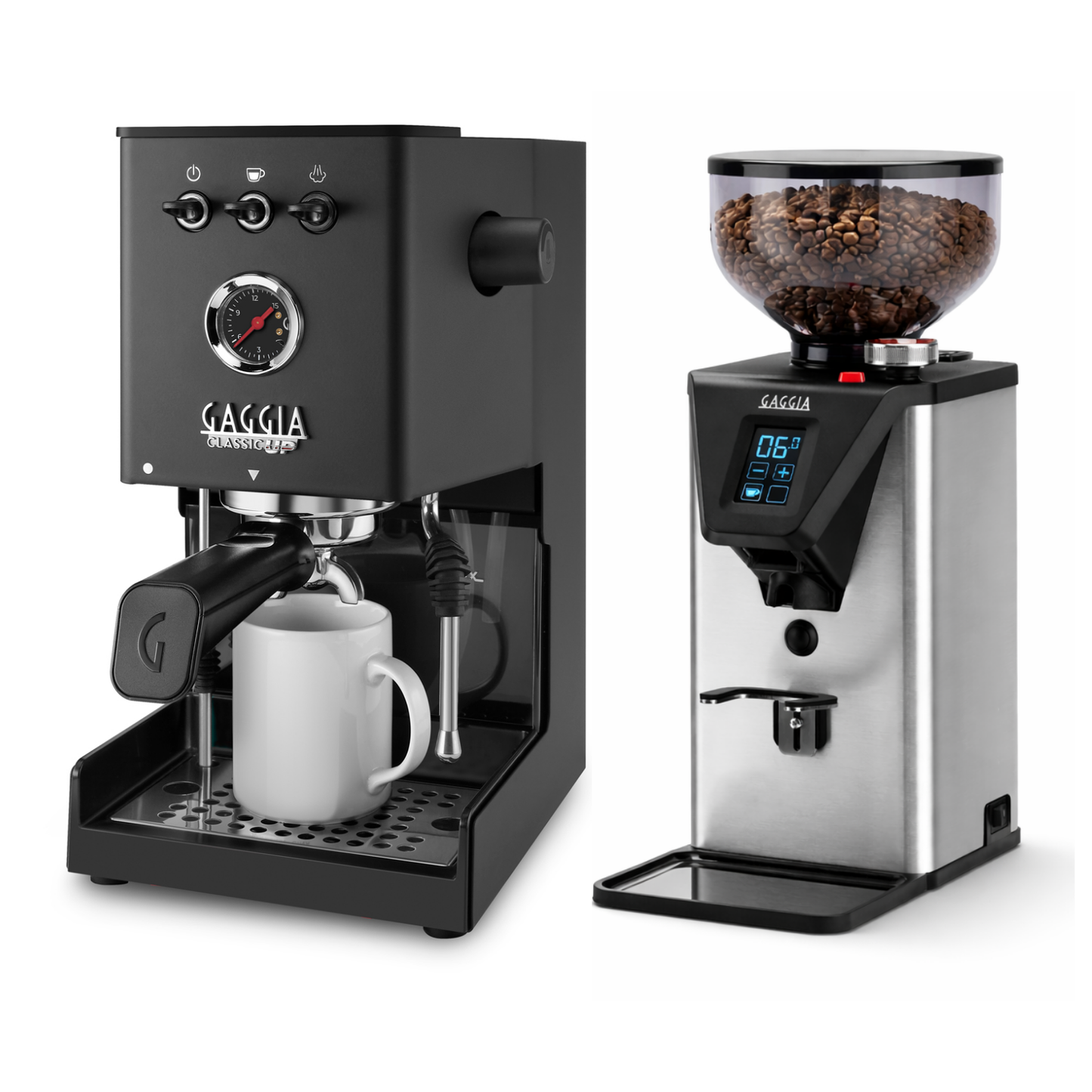 Gaggia Classic UP Espresso Machine & MDF 55 Coffee Grinder Combo – Italian Home Espresso Setup