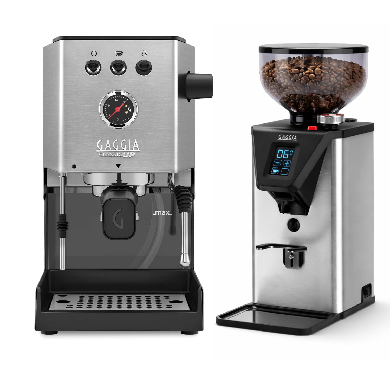 Gaggia Classic UP Espresso Machine & MDF 55 Coffee Grinder Combo – Italian Home Espresso Setup