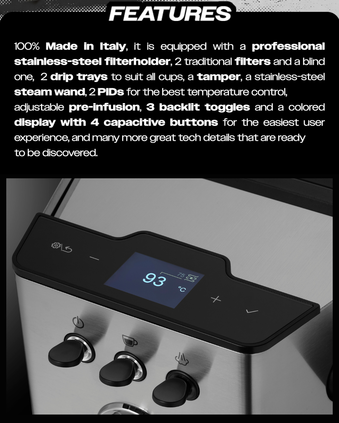 Gaggia_Classic_UP_Espresso_Machine_with_dual_PID_brass_boiler_pressure_gauge_TFT_display_steam_wand_and_58mm_portafilter_in_stainless_steel_available_in_Dubai_UAE._2