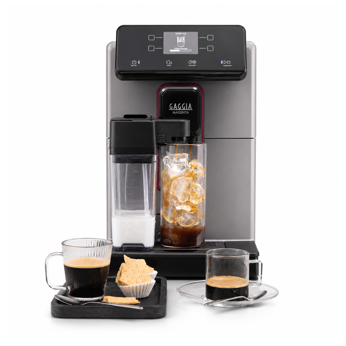 Gaggia Magenta Prestige Over Ice | Brew Hot & Iced Coffee | 13 Beverages Specialty | Super Automatic Bean to Cup Espresso Machine | Made in Italy | Moonlight Grey