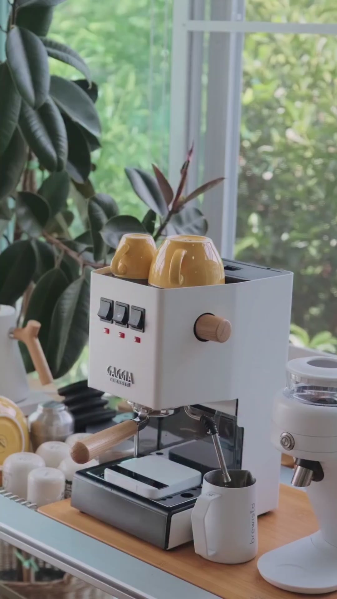 Gaggia Classic E24 | Brass Boiler & Brew Group | Premium SS Filter Holder & 58mm SS Portafilter | Made in Italy | 15-Bar Pump Espresso Machine | Polar White