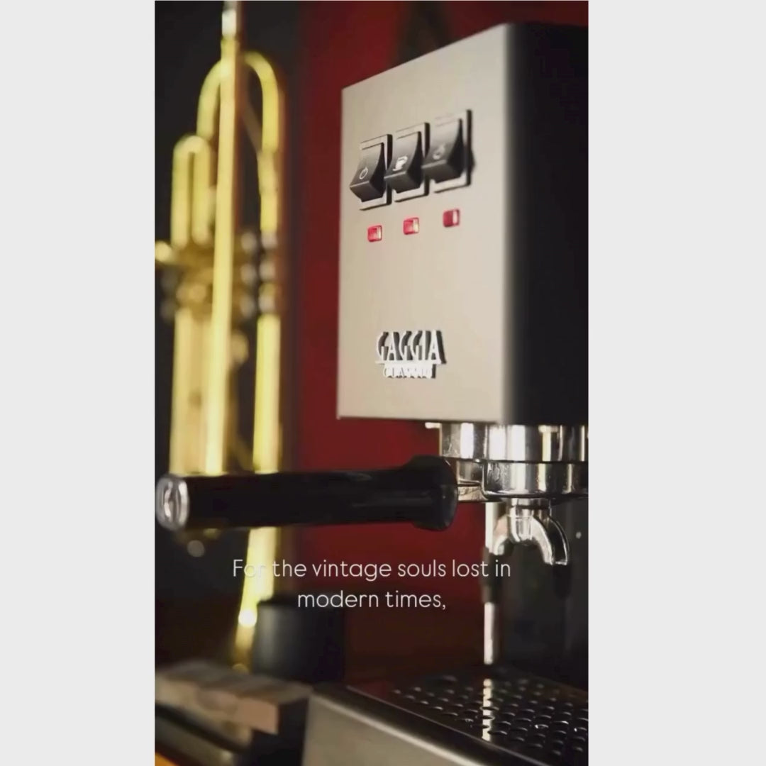 Gaggia Classic E24 | Brass Boiler & Brew Group | Premium SS Filter Holder & 58mm SS Portafilter | Made in Italy | 15-Bar Pump Espresso Machine | Thunder Black