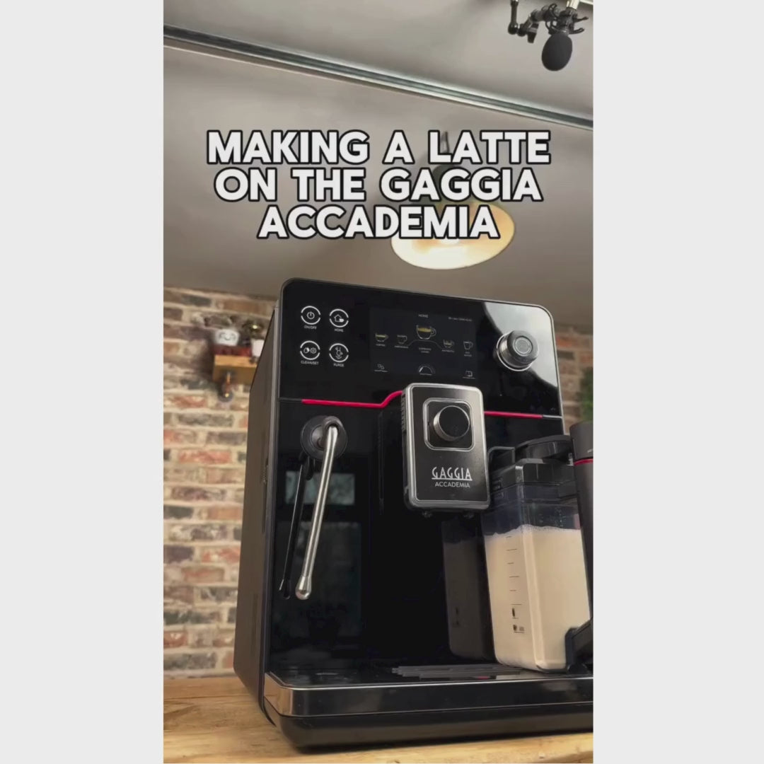 Gaggia New Accademia | 19 Drinks At Tap of Icon | 2 Milk Systems - Milk Carafe and Steam Wand | Control Water Flow Through Coffee | Luxury Stainless Steel  | Made in Italy