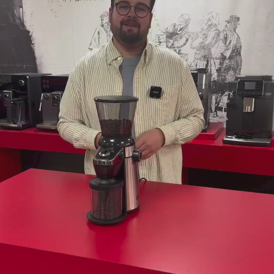 Gaggia Classic Grinder MD15 Upto 15 Grind Settings Stainless Steel Conical Burrs 300g Coffee Bean Container 150g Ground Coffee Container Espresso Coffee Grinder
