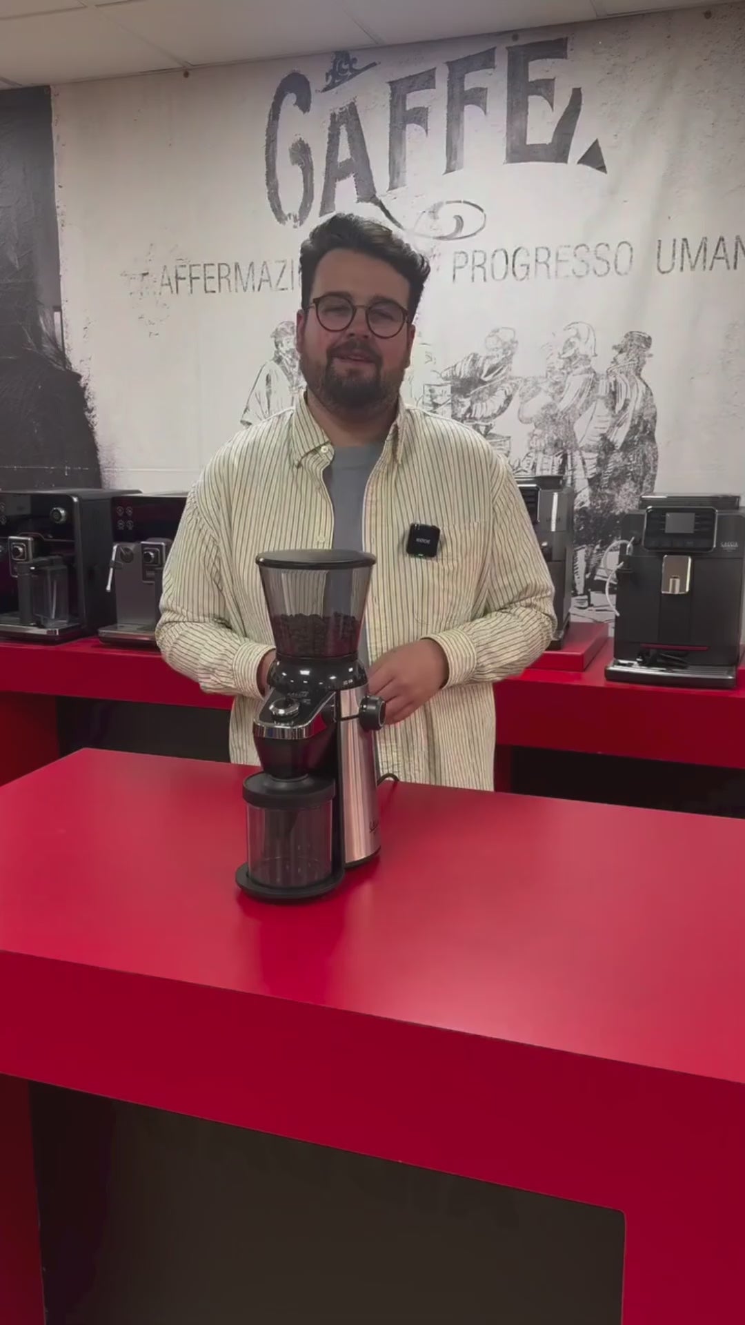 Gaggia Classic Grinder MD15 Upto 15 Grind Settings Stainless Steel Conical Burrs 300g Coffee Bean Container 150g Ground Coffee Container Espresso Coffee Grinder