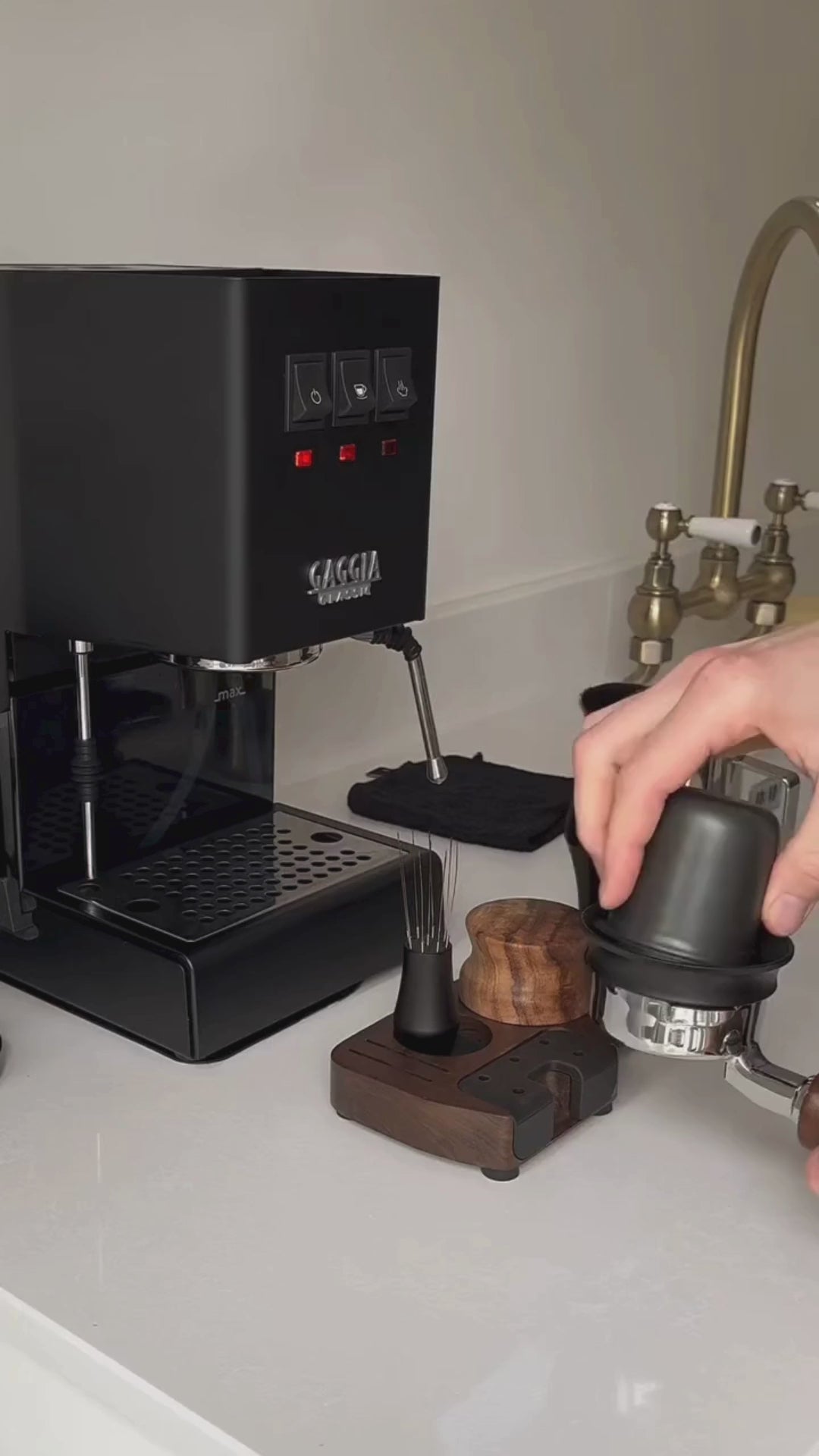Gaggia Classic E24 | Brass Boiler & Brew Group | Premium SS Filter Holder & 58mm SS Portafilter | Made in Italy | 15-Bar Pump Espresso Machine | Thunder Black