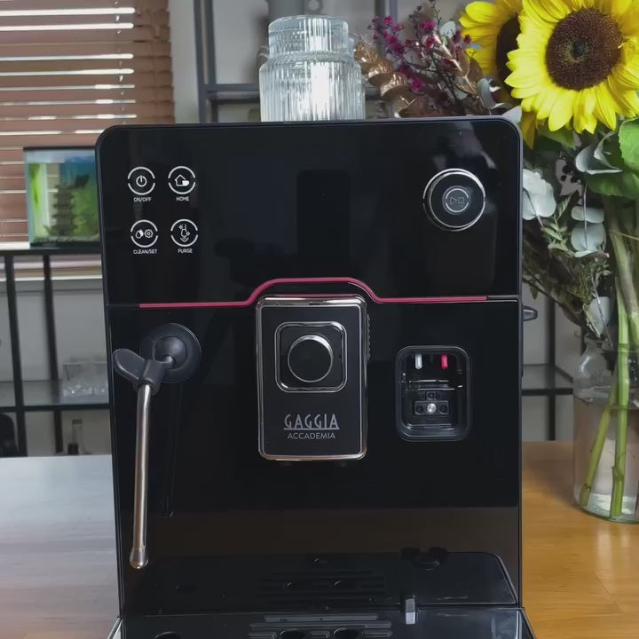 Gaggia New Accademia | 19 Drinks At Tap of Icon | 2 Milk Systems - Milk Carafe and Steam Wand | Control Water Flow Through Coffee | Luxury Stainless Steel  | Made in Italy